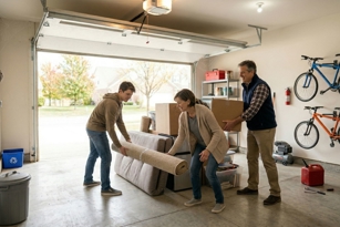 A college student moving their dorm belongings into the parents' garage